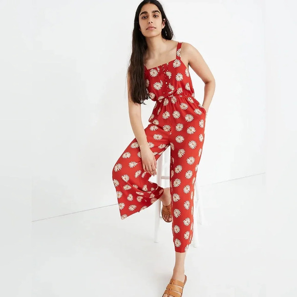 MADEWELL NWOT Button Front Tank Jumpsuit‎ in Daisy Daydream - Picture 1 of 8